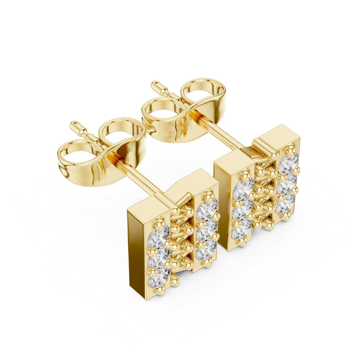 Moissanite Crisscross Bar Stud Earrings – 925 Sterling Silver, 18K Gold Vermeil