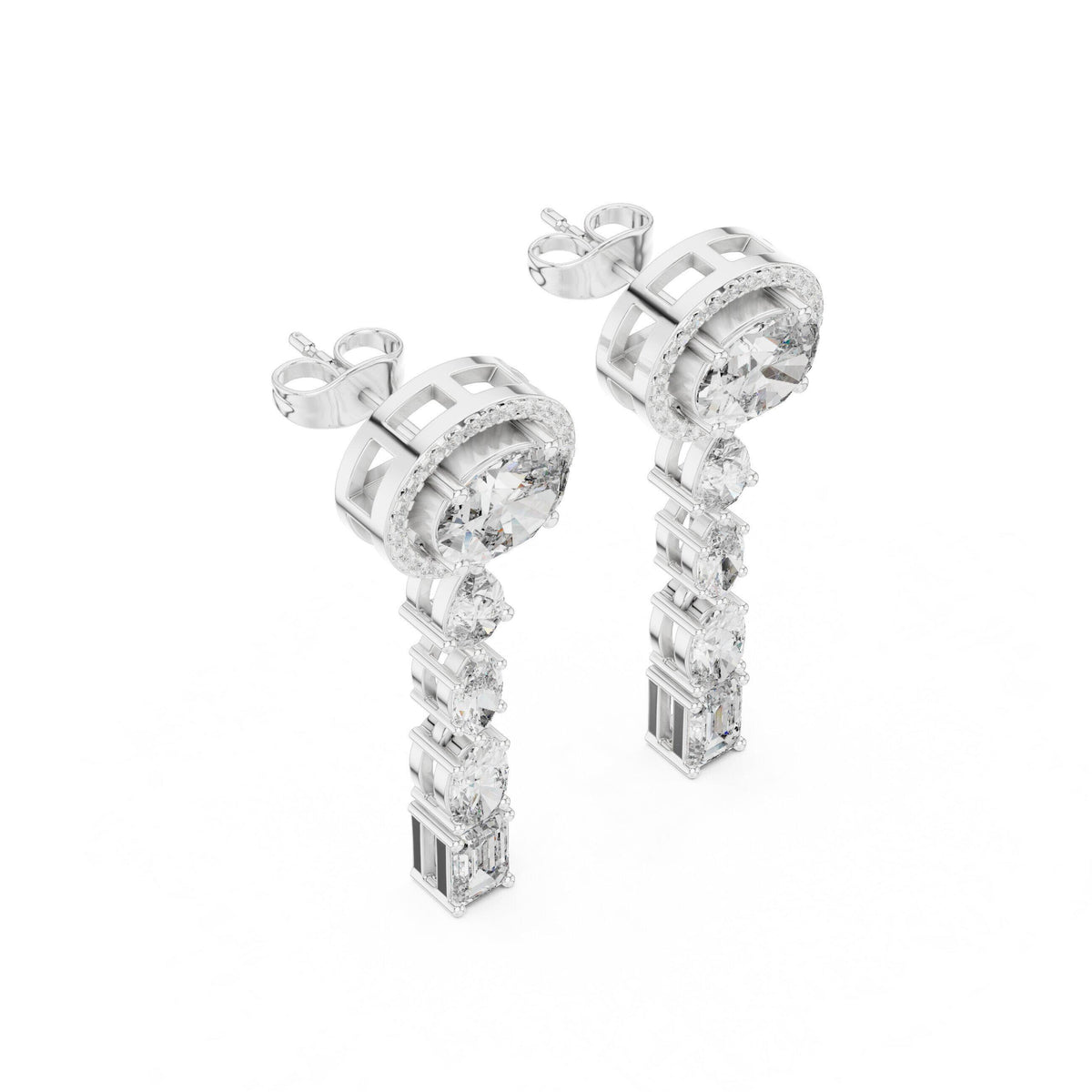 Oval Halo Moissanite Drop Earrings – 925 Sterling Silver, 18K Gold Vermeil