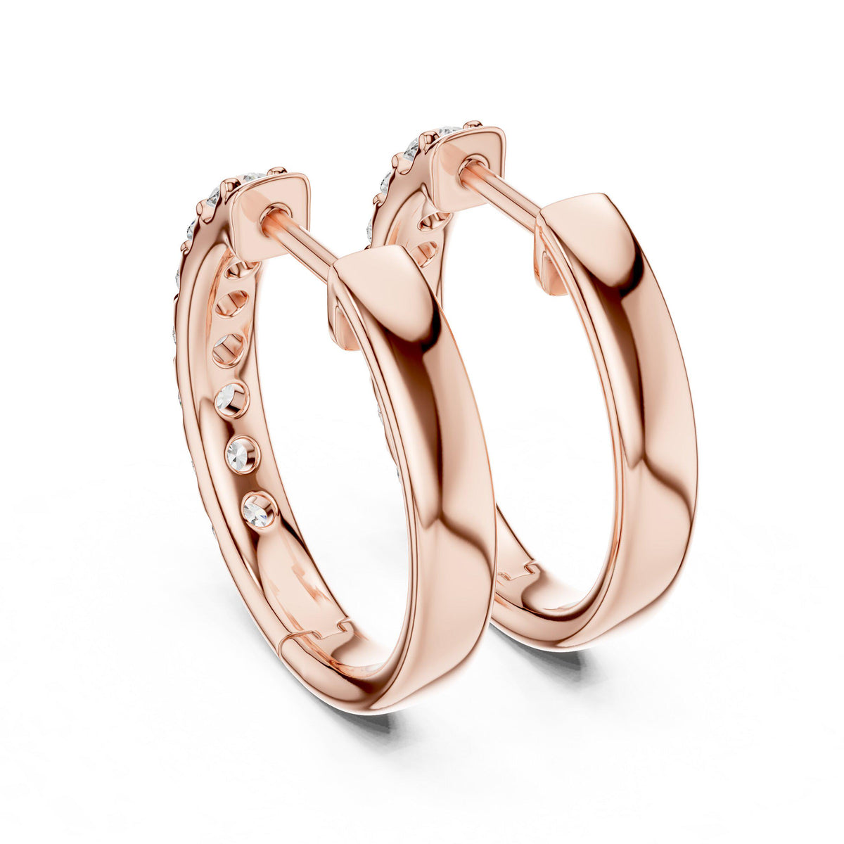 Round Moissanite Eternity Hoop Earrings – 925 Sterling Silver, 18K Gold Vermeil