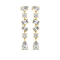 Mixed-Cut Moissanite Linear Drop Earrings – 925 Sterling Silver, 18K Gold Vermeil