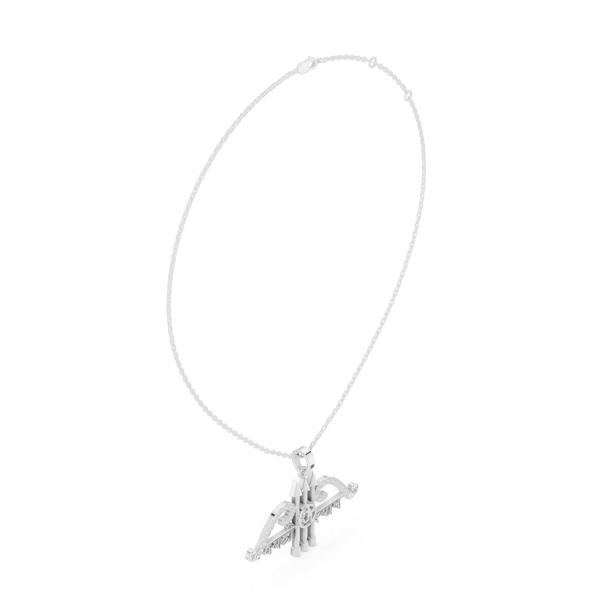 Moissanite Trishul & Om Pendant Necklace – 925 Sterling Silver, 18K Gold Vermeil