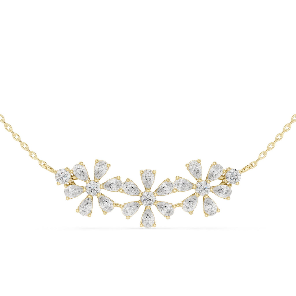 Pear & Marquise Moissanite Flower Mangalsutra Necklace – 925 Sterling Silver, 18K Gold Vermeil