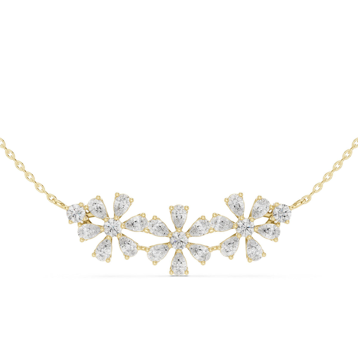 Pear & Marquise Moissanite Flower Mangalsutra Necklace – 925 Sterling Silver, 18K Gold Vermeil