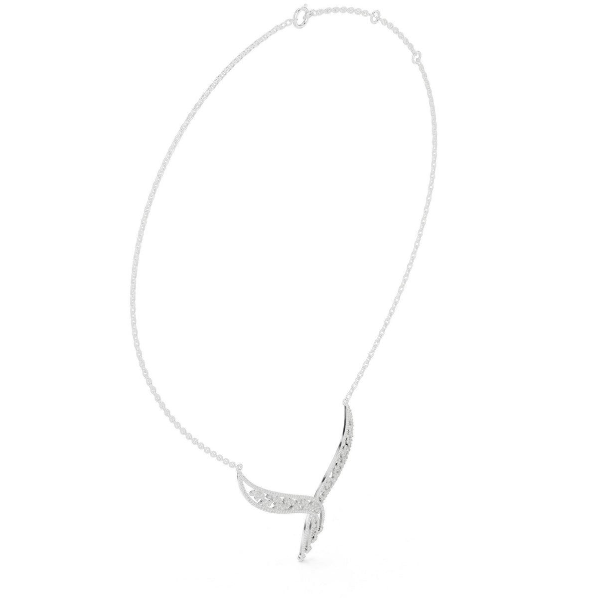 Moissanite Pavé Swirl Ribbon Necklace – 925 Sterling Silver, 18K Gold Vermeil