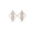 Moissanite Rhombus Three-Stone Stud Earrings – 925 Sterling Silver, 18K Gold Vermeil