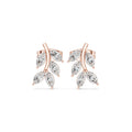 Marquise Moissanite Leaf Vine Stud Earrings – 925 Sterling Silver, 18K Gold Vermeil