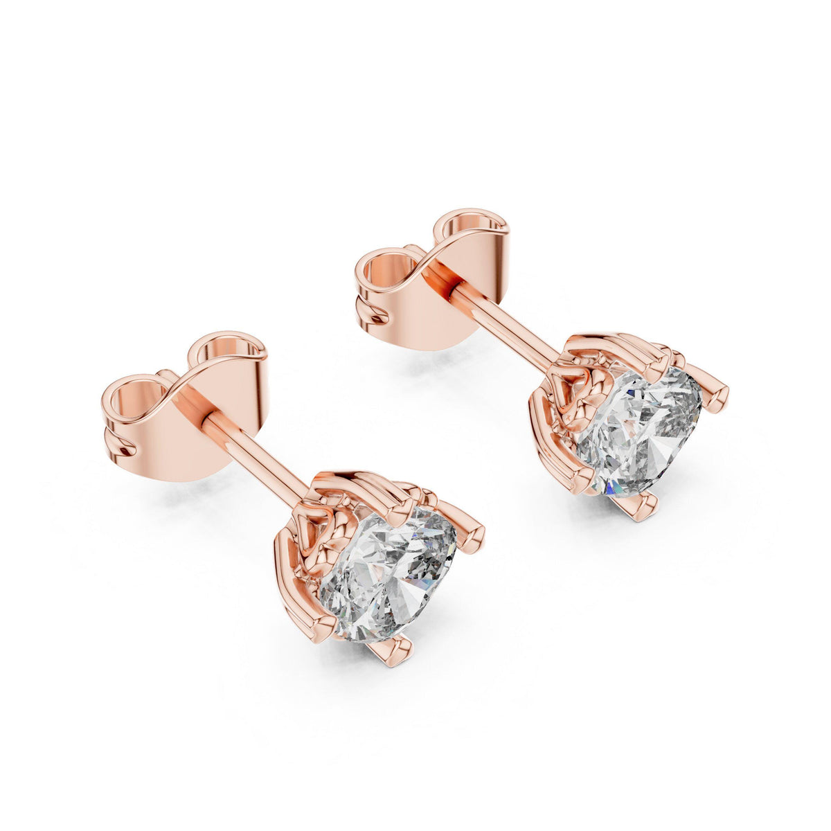 Round Moissanite Eight-Prong Stud Earrings – 925 Sterling Silver, 18K Gold Vermeil