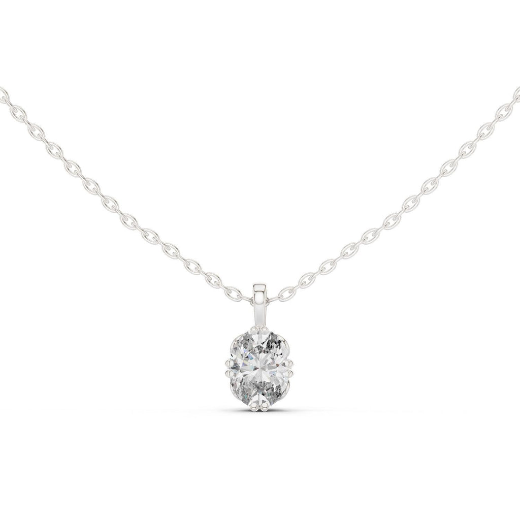 Oval Moissanite Double-Prong Solitaire Necklace – 925 Sterling Silver, 18K Gold Vermeil