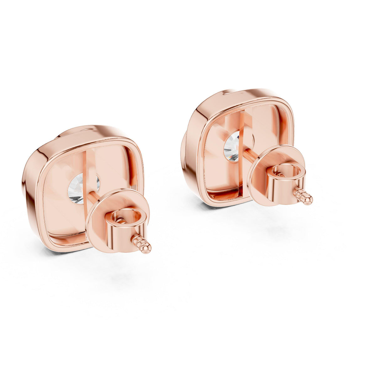 6.3mm Round Moissanite Swirl Cushion Stud Earrings – 925 Sterling Silver, 18K Gold Vermeil