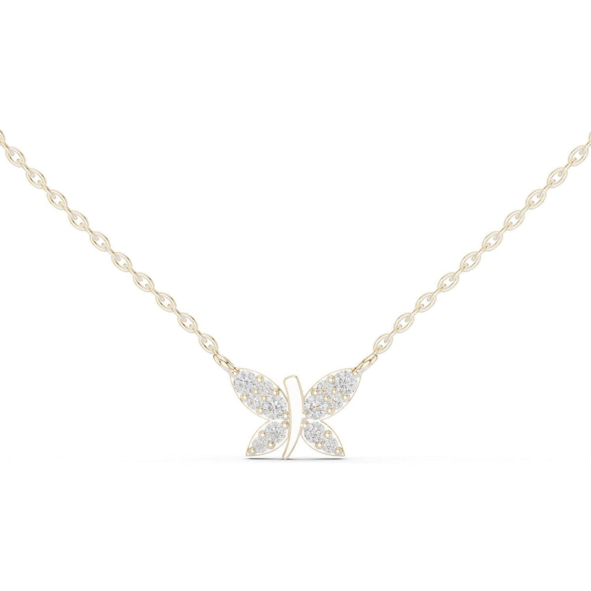 Marquise Moissanite Butterfly Necklace – 925 Sterling Silver, 18K Gold Vermeil