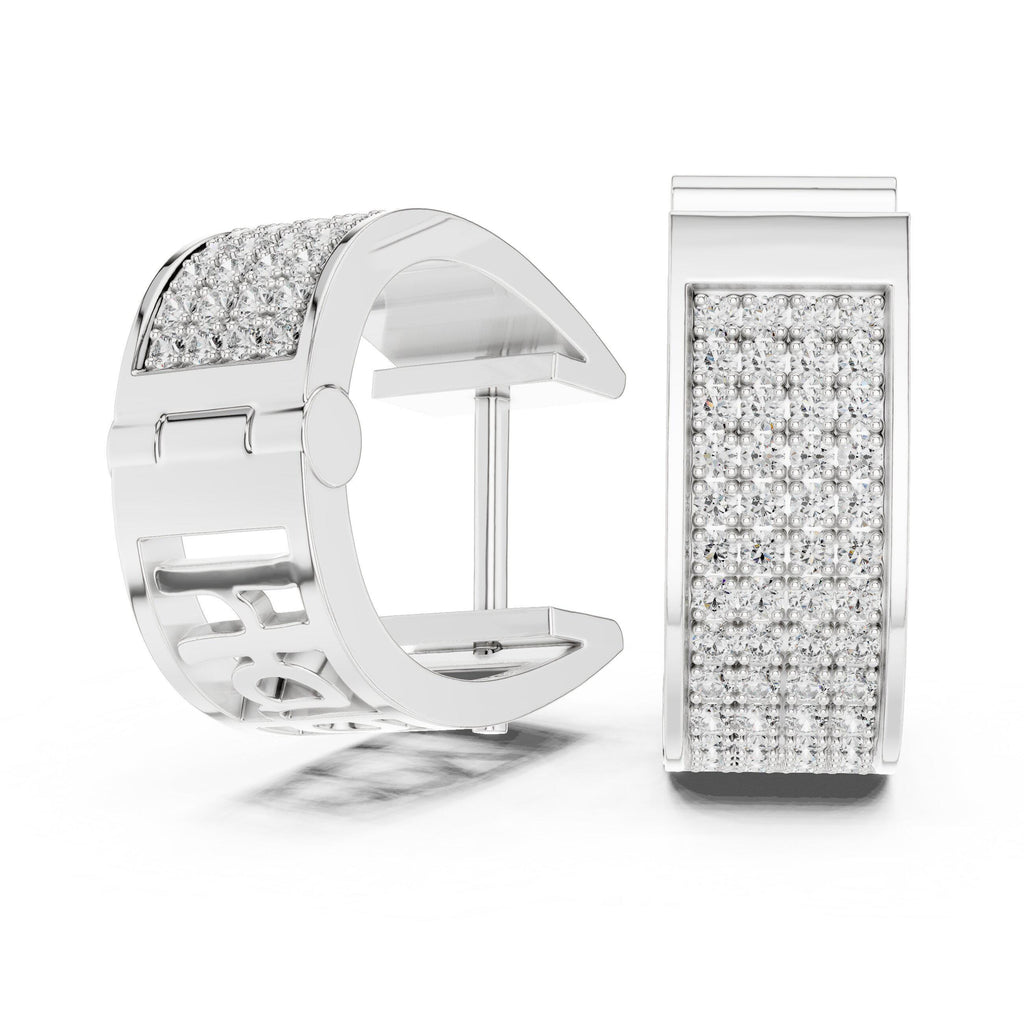 Moissanite Pavé Wide Huggie Hoop Earrings – 925 Sterling Silver, 18K Gold Vermeil