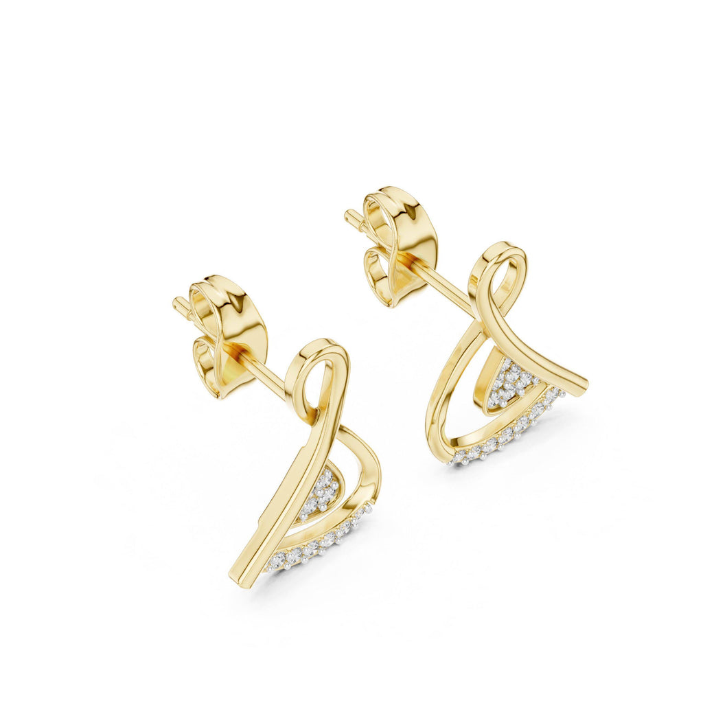 Moissanite Twisted Ribbon Stud Earrings – 925 Sterling Silver, 18K Gold Vermeil