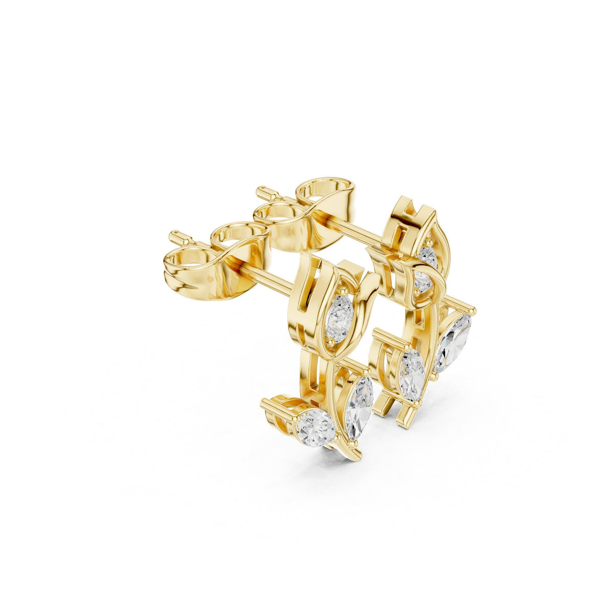 Moissanite Tulip Stud Earrings – 925 Sterling Silver, 18K Gold Vermeil