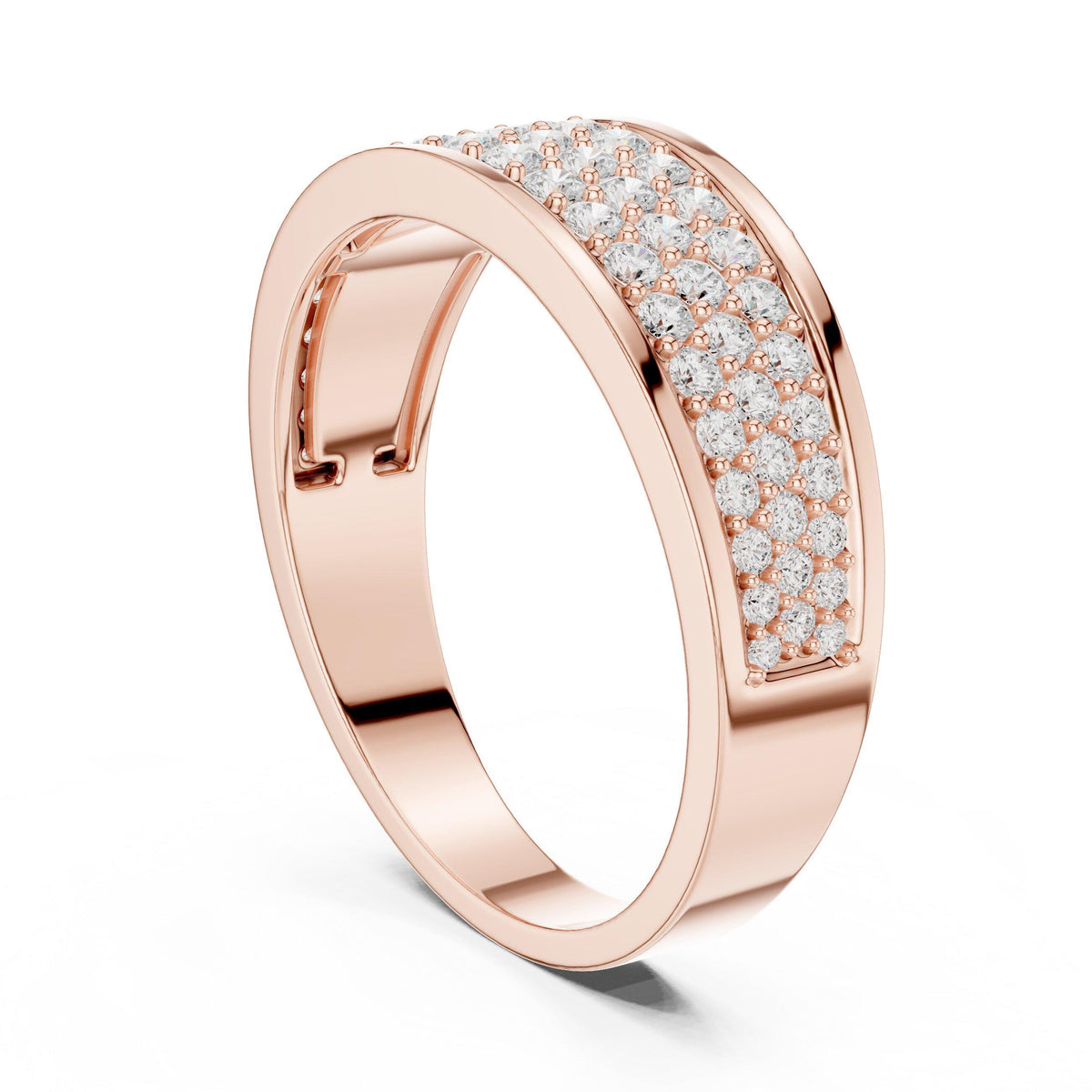 Men's Wide Domed Pavé Moissanite Band – 925 Sterling Silver, 18K Gold Vermeil
