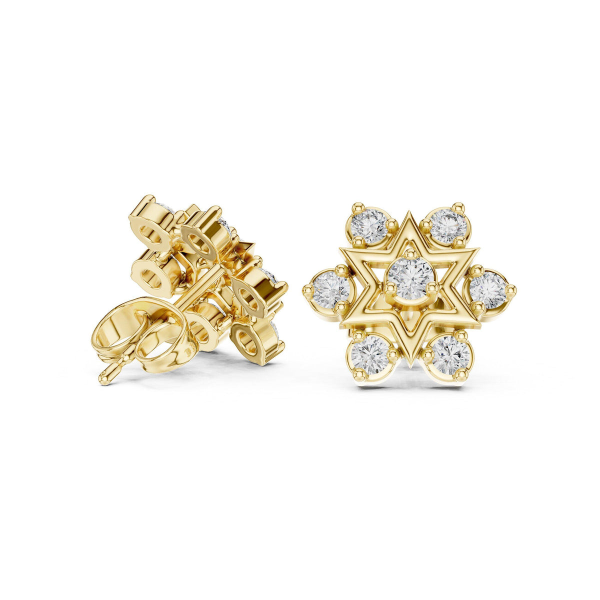 Moissanite Six-Point Star Stud Earrings – 925 Sterling Silver, 18K Gold Vermeil