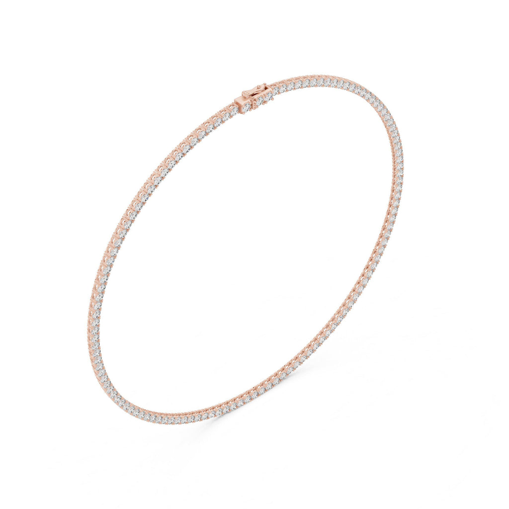 4mm Round Moissanite Tennis Necklace, 16" – 925 Sterling Silver, 18K Rose Gold Vermeil