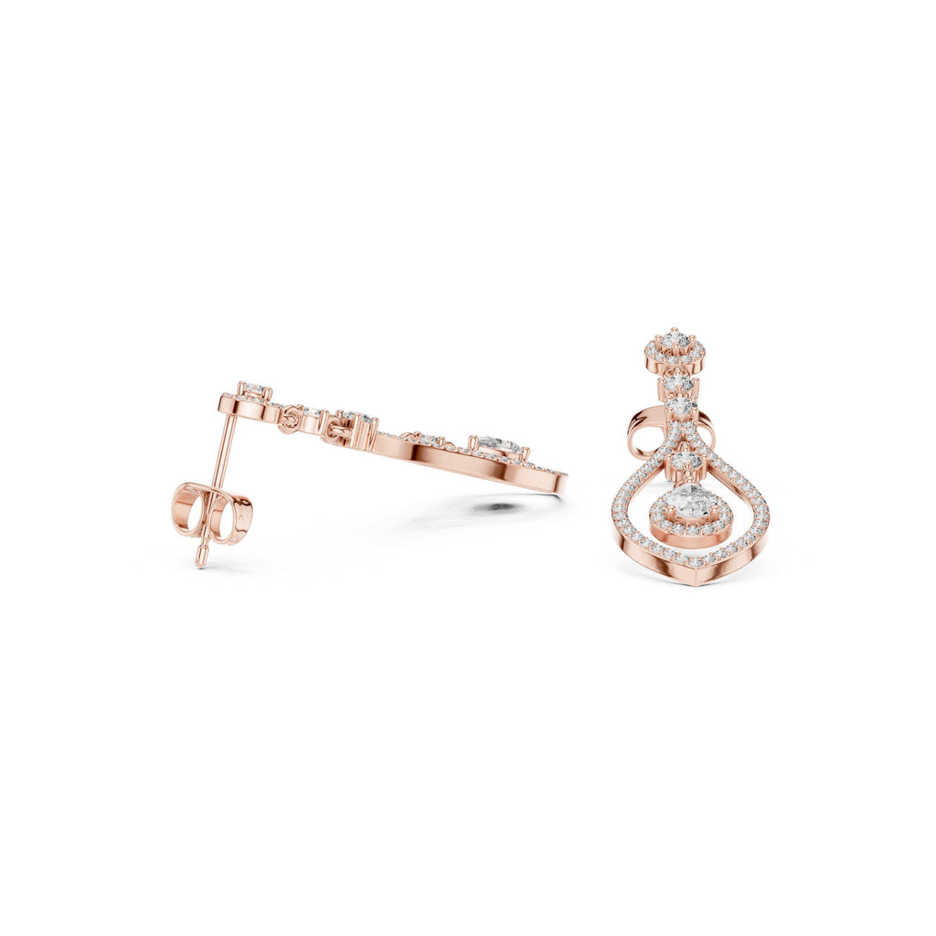 Pear Moissanite Open Teardrop Chandelier Earrings – 925 Sterling Silver, 18K Gold Vermeil
