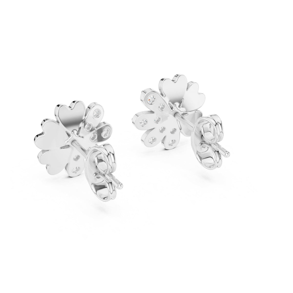 Moissanite Cherry Blossom Stud Earrings – 925 Sterling Silver, 18K Gold Vermeil