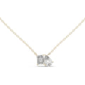 Emerald-Cut & Pear Moissanite Toi et Moi Necklace – 925 Sterling Silver, 18K Gold Vermeil