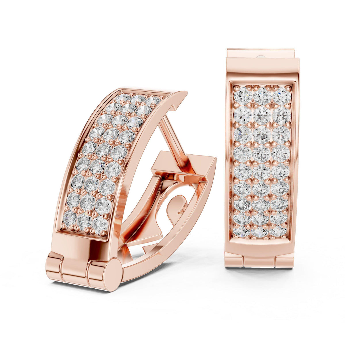 Moissanite Pavé Wide Huggie Hoop Earrings – 925 Sterling Silver, 18K Gold Vermeil