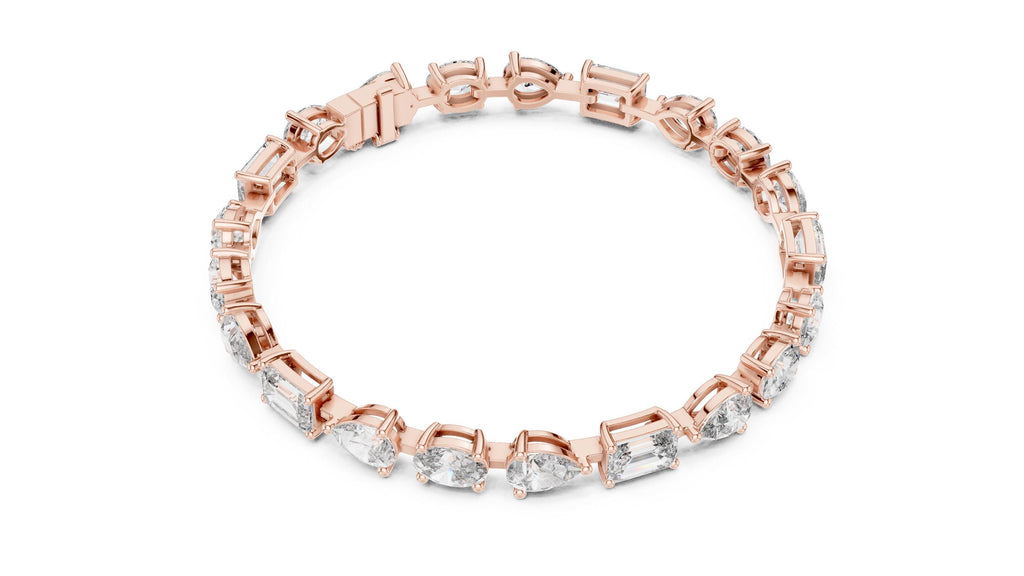 Emerald, Pear & Oval Moissanite Tennis Bracelet – 925 Sterling Silver, 18K Gold Vermeil
