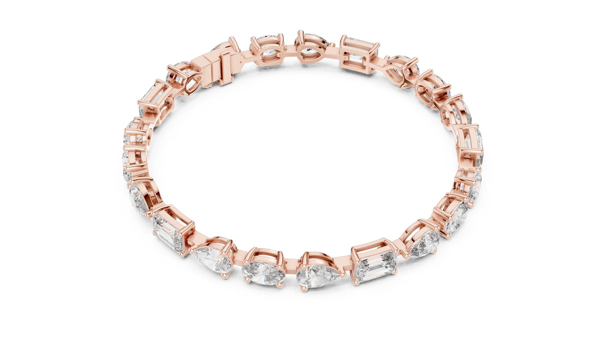 Emerald, Pear & Oval Moissanite Tennis Bracelet – 925 Sterling Silver, 18K Gold Vermeil