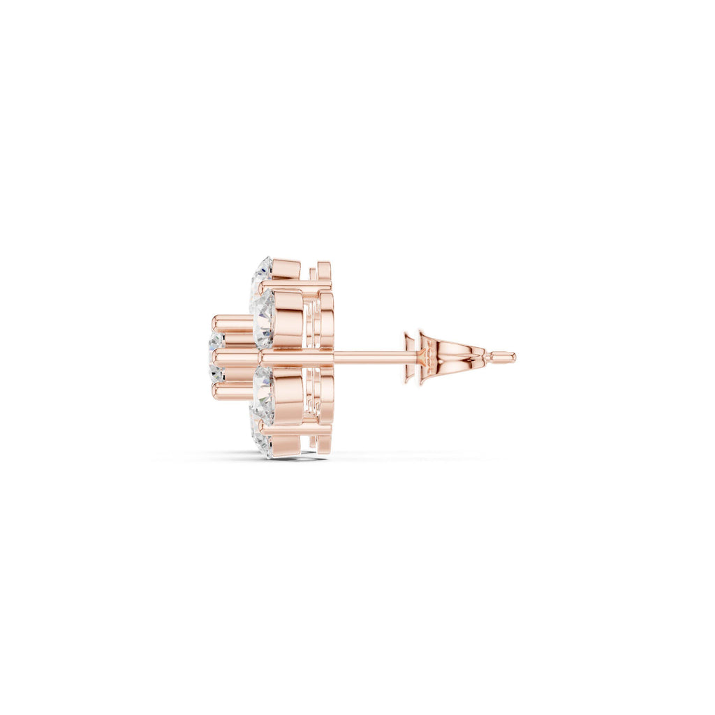 Moissanite Flower Cluster Stud Earrings – 925 Sterling Silver, 18K Gold Vermeil