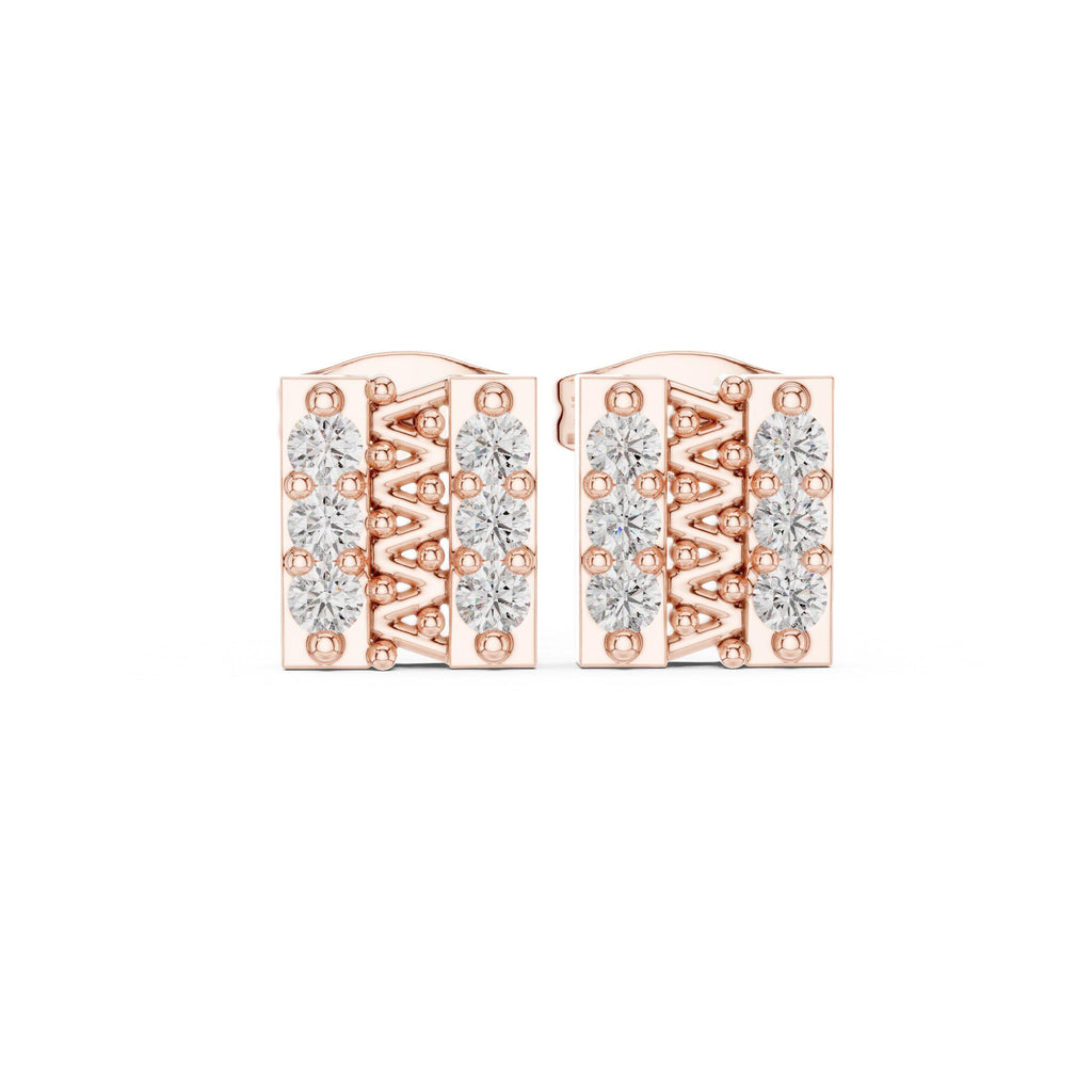 Moissanite Crisscross Bar Stud Earrings – 925 Sterling Silver, 18K Gold Vermeil