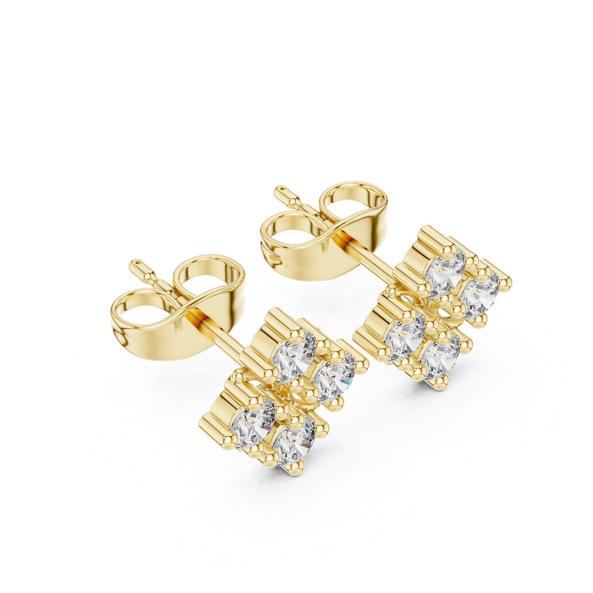 Moissanite Diamond-Shape Cluster Stud Earrings – 925 Sterling Silver, 18K Gold Vermeil