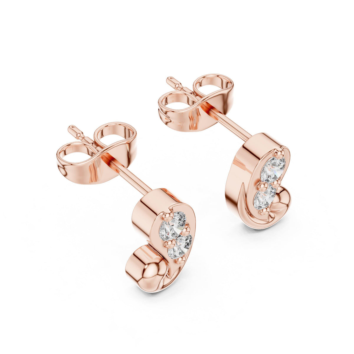 Moissanite Pavé Paisley Stud Earrings – 925 Sterling Silver, 18K Gold Vermeil