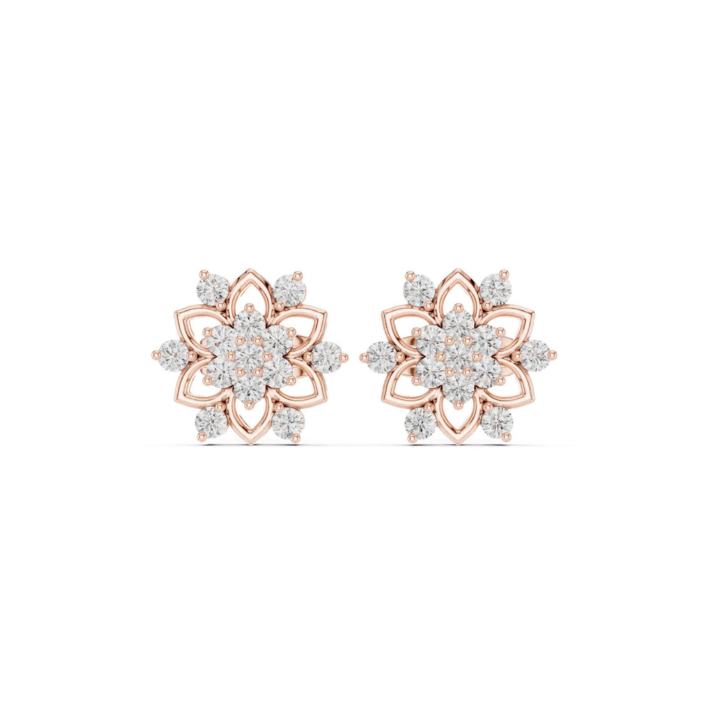 Marquise Moissanite Lotus Stud Earrings – 925 Sterling Silver, 18K Gold Vermeil