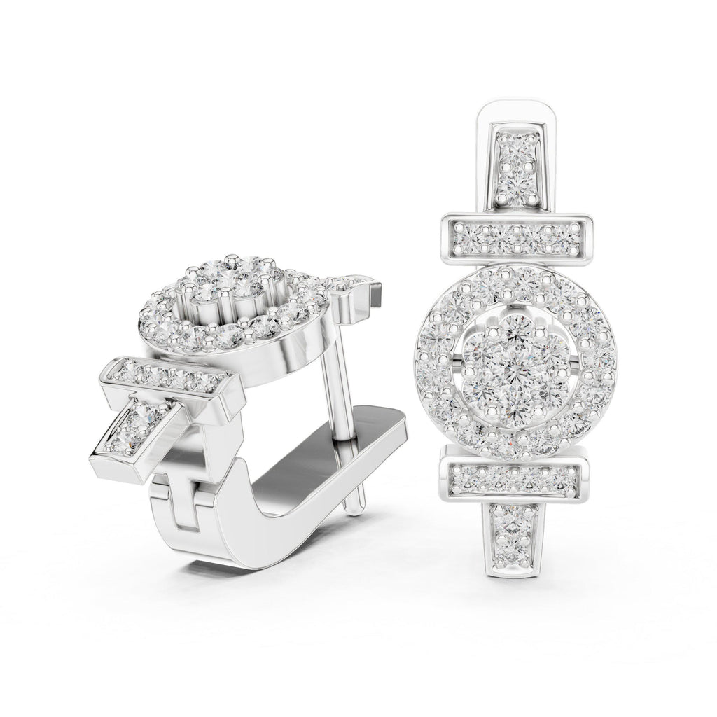 Moissanite Pavé Geometric Circle Earrings – 925 Sterling Silver, 18K Gold Vermeil