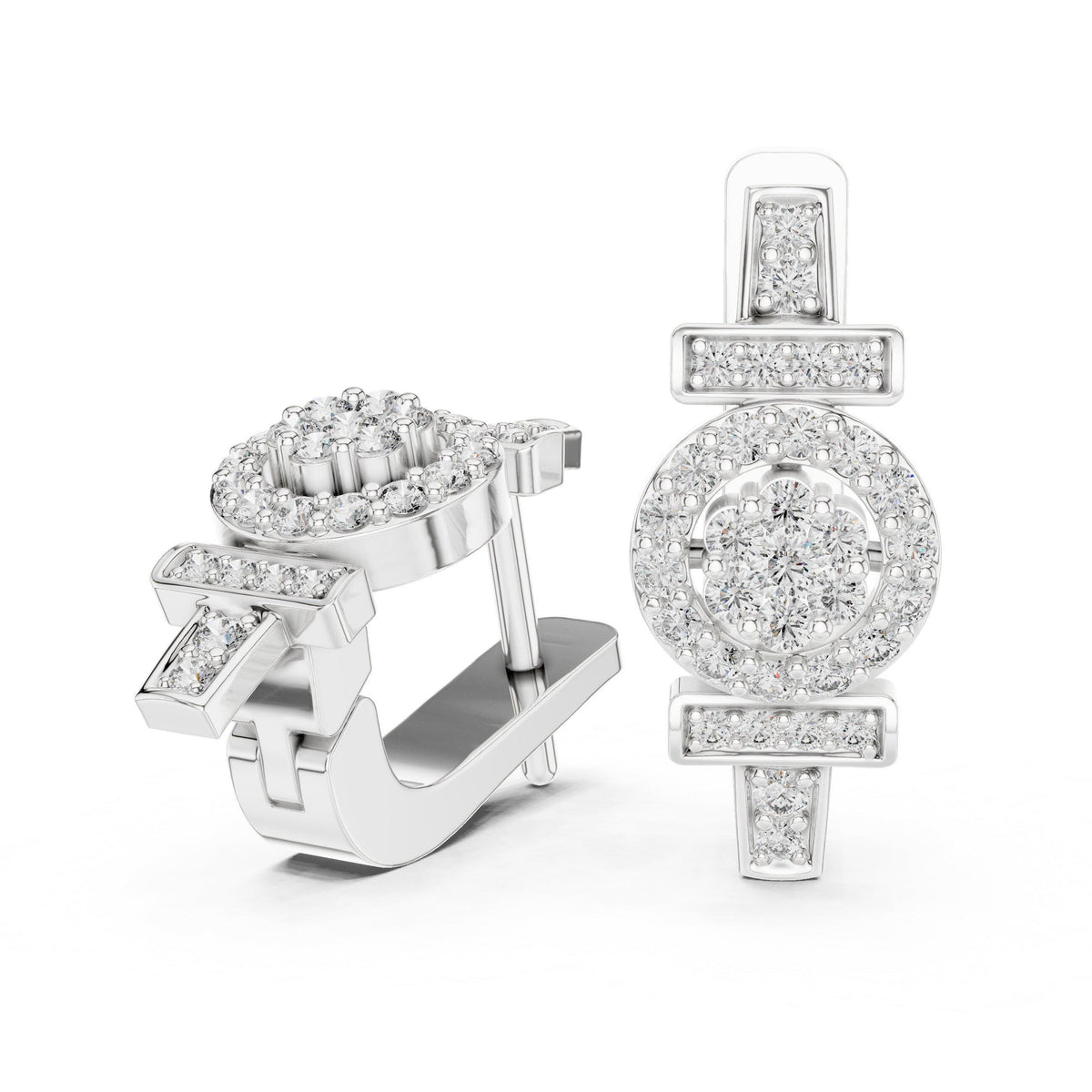 Moissanite Pavé Geometric Circle Earrings – 925 Sterling Silver, 18K Gold Vermeil