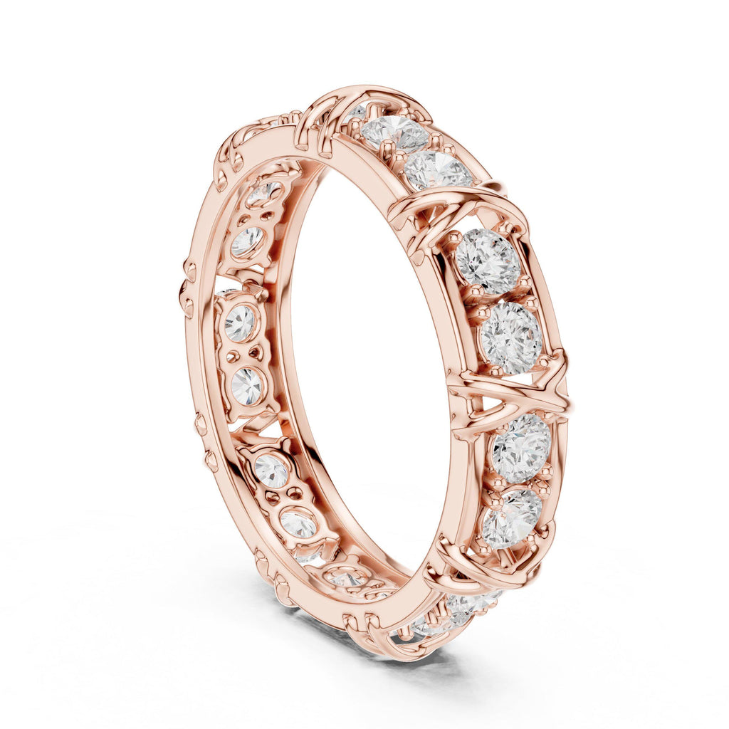 Men's Moissanite Eternity Band, X-Link Design – 925 Sterling Silver, 18K Gold Vermeil