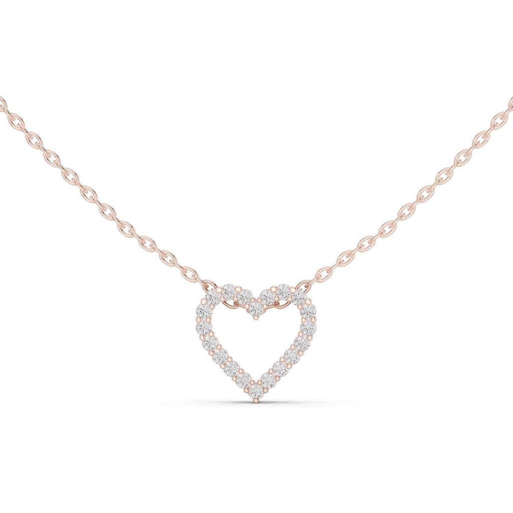 Round Moissanite Open Heart Necklace – 925 Sterling Silver, 18K Gold Vermeil