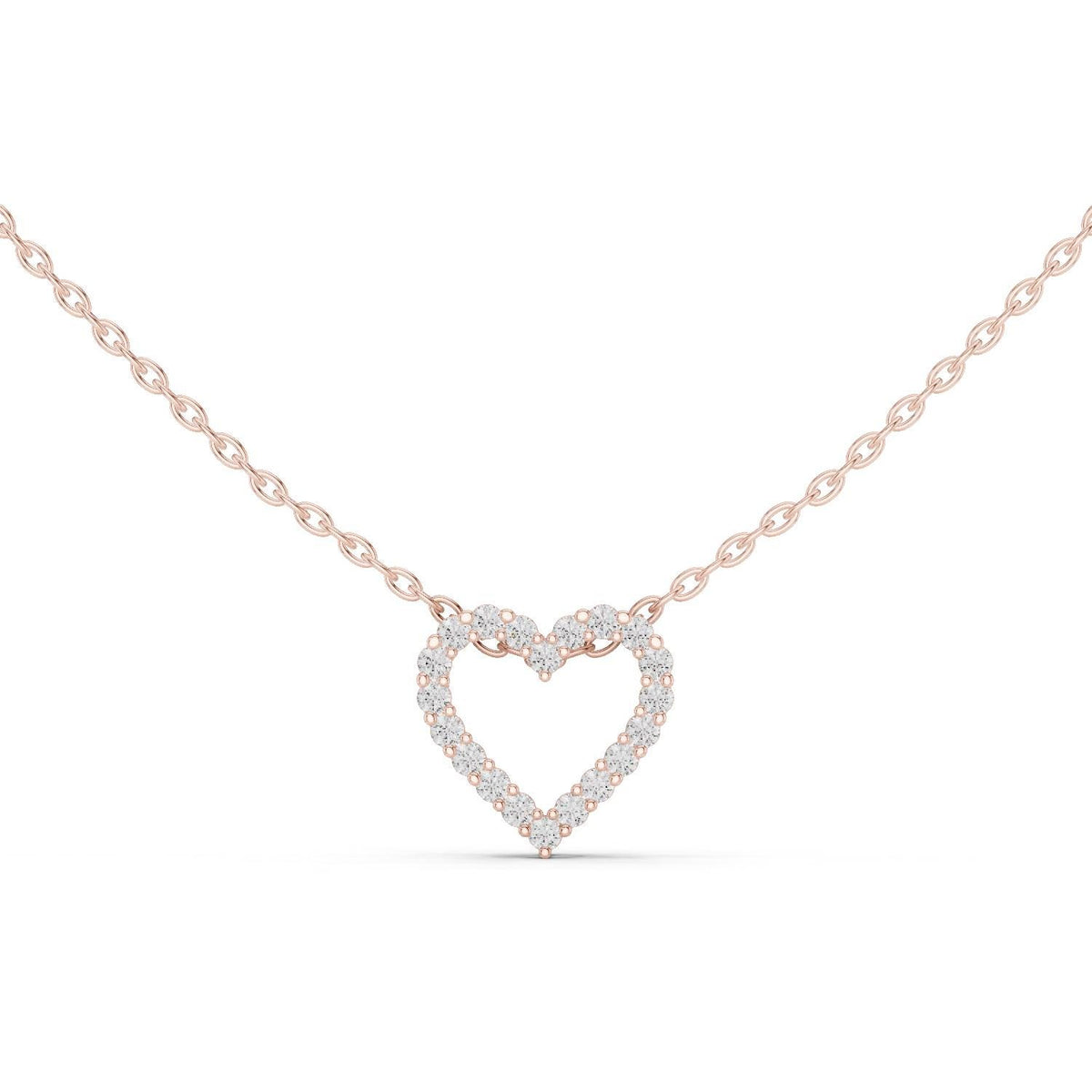 Round Moissanite Open Heart Necklace – 925 Sterling Silver, 18K Gold Vermeil