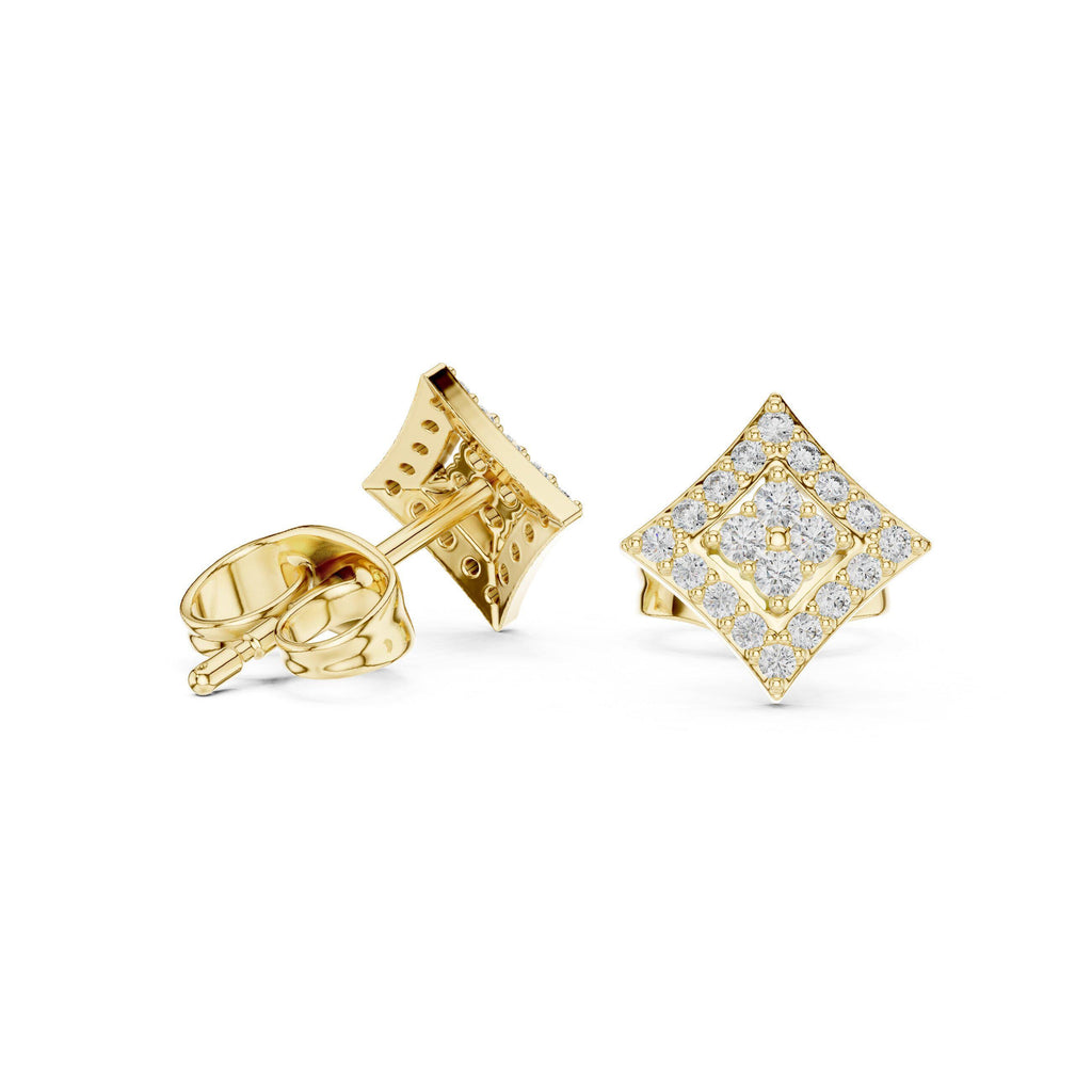 Moissanite Kite Halo Stud Earrings – 925 Sterling Silver, 18K Gold Vermeil