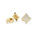 Moissanite Kite Halo Stud Earrings – 925 Sterling Silver, 18K Gold Vermeil
