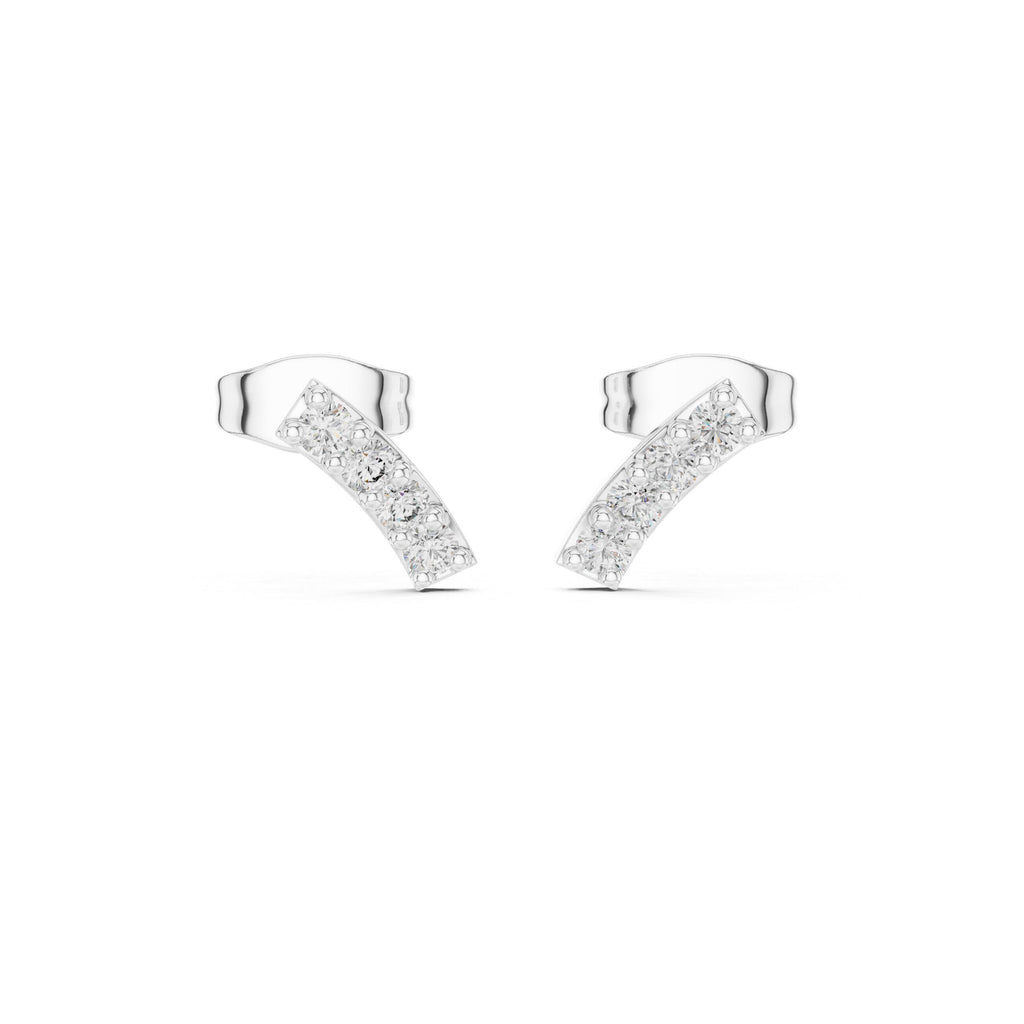 Moissanite Curved Bar Stud Earrings – 925 Sterling Silver, 18K Gold Vermeil