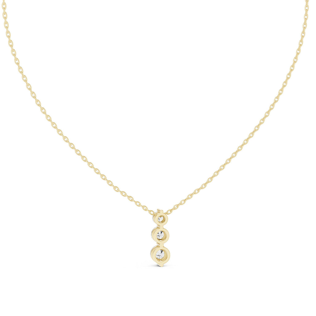Round Moissanite Two-Stone Vertical Drop Necklace – 925 Sterling Silver, 18K Gold Vermeil