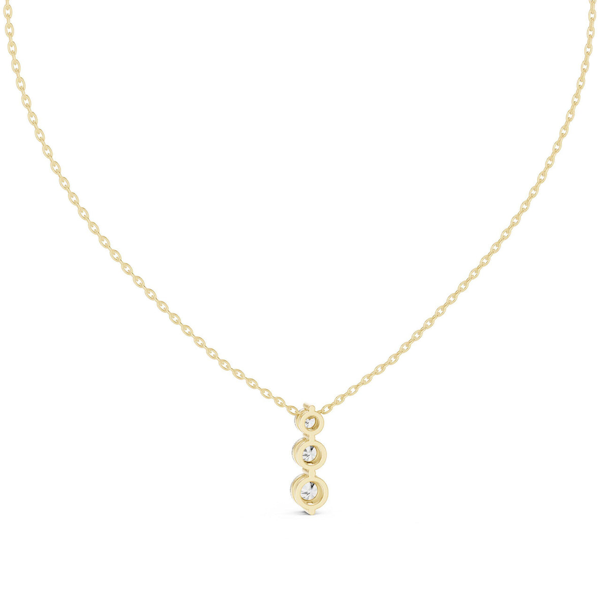 Round Moissanite Two-Stone Vertical Drop Necklace – 925 Sterling Silver, 18K Gold Vermeil