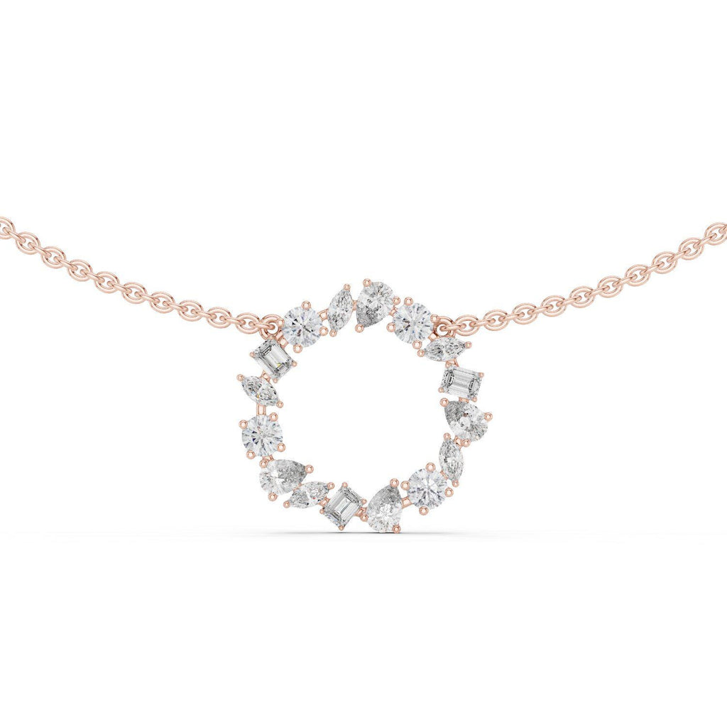 Mixed-Cut Moissanite Open-Circle Necklace – 925 Sterling Silver, 18K Gold Vermeil