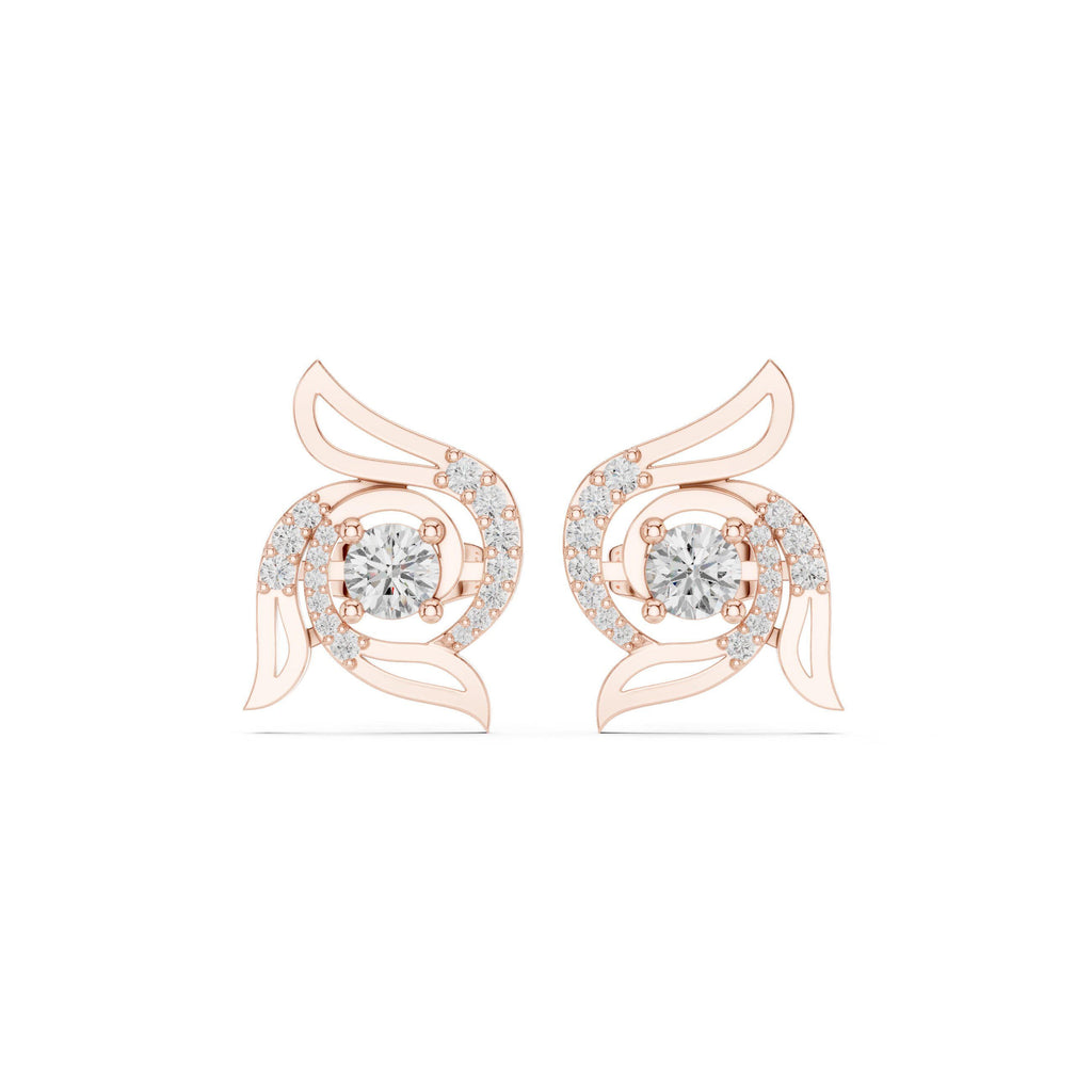 Moissanite Pavé Wing Stud Earrings – 925 Sterling Silver, 18K Gold Vermeil