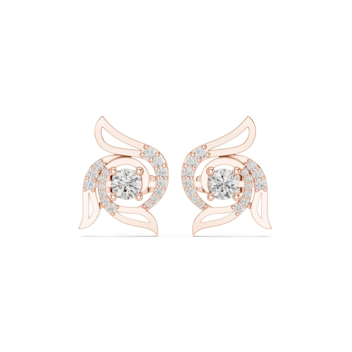 Moissanite Pavé Wing Stud Earrings – 925 Sterling Silver, 18K Gold Vermeil