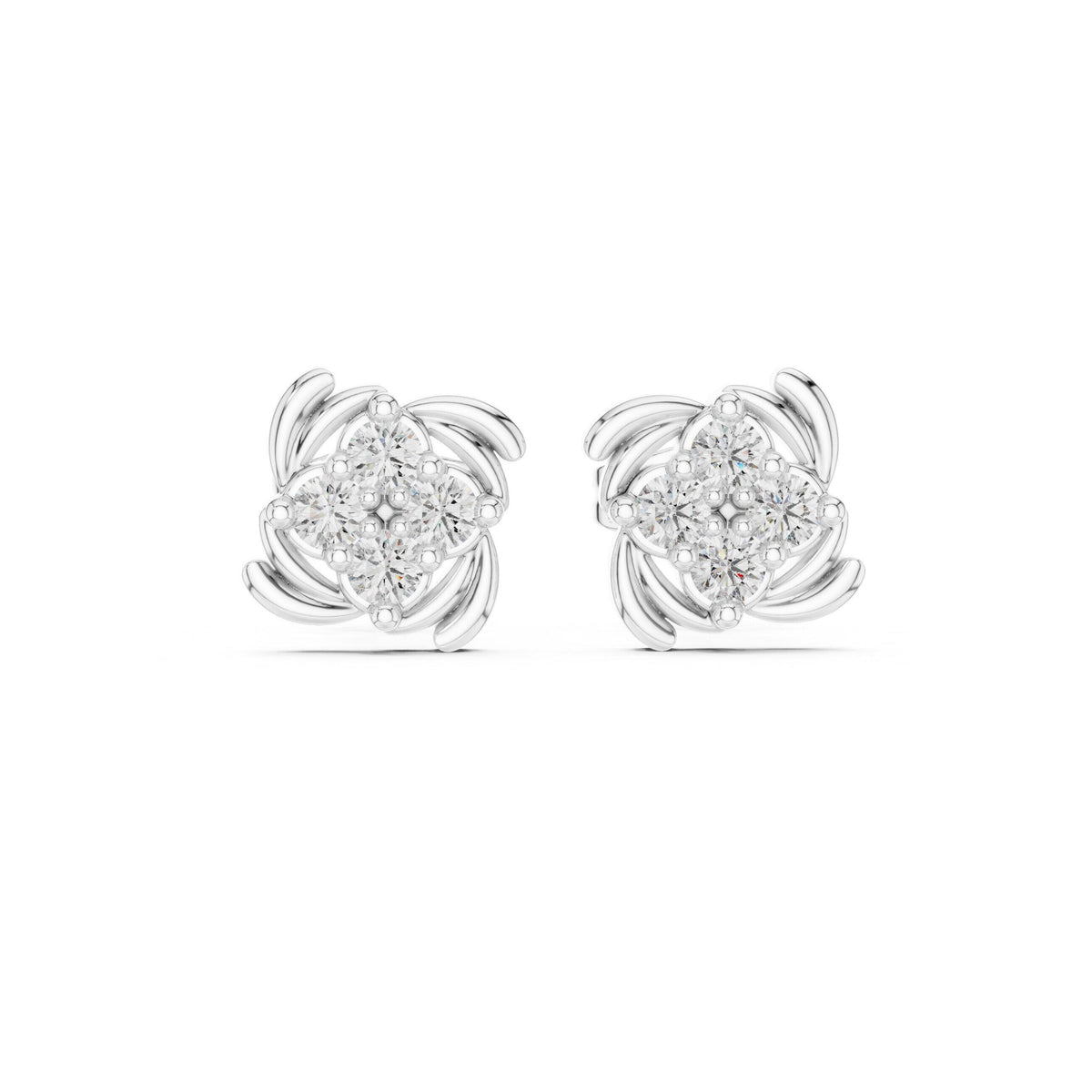 Moissanite Cluster Pinwheel Stud Earrings – 925 Sterling Silver, 18K Gold Vermeil