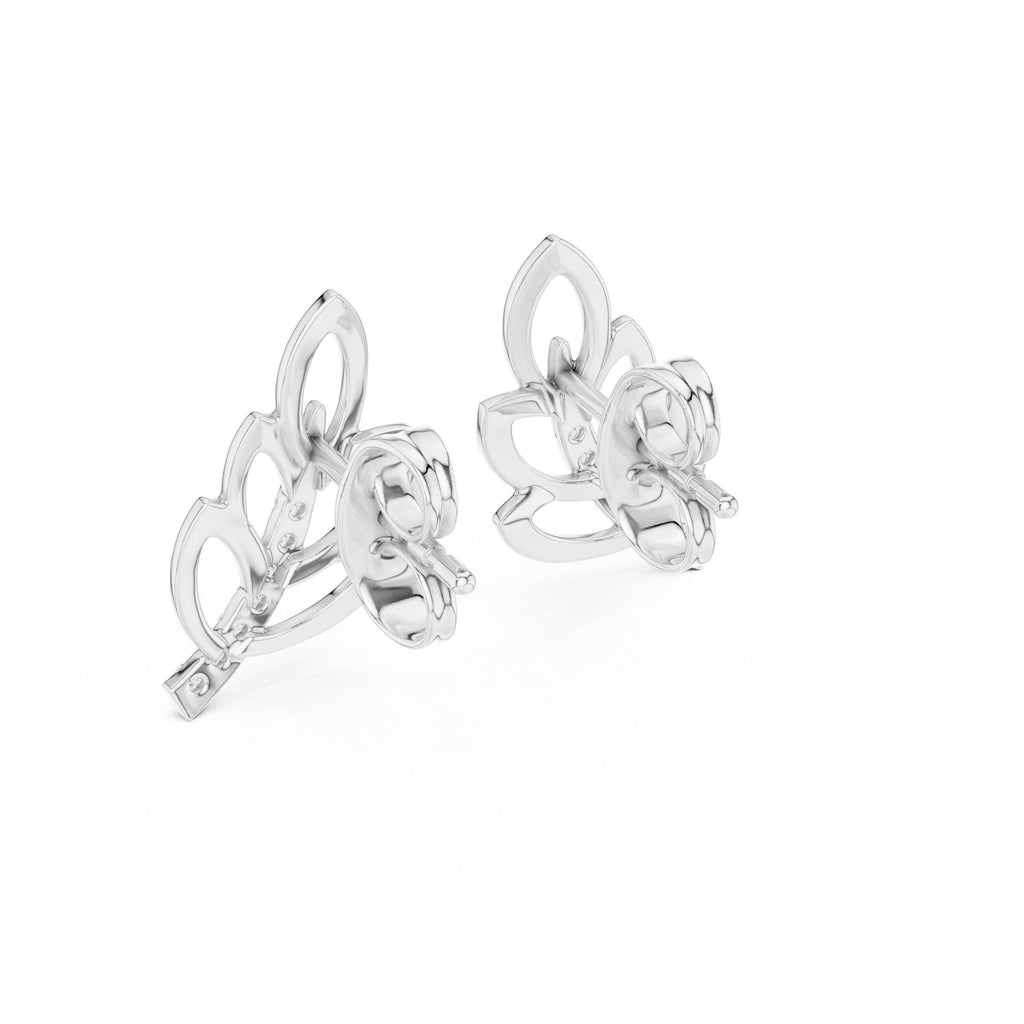 Moissanite Pavé Leaf Stud Earrings – 925 Sterling Silver, 18K Gold Vermeil