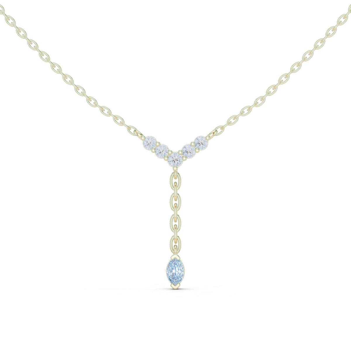 Round Moissanite V-Bar Y Necklace – 925 Sterling Silver, 18K Gold Vermeil