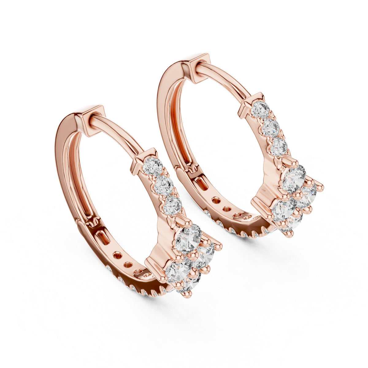 Moissanite Flower Cluster Pavé Hoop Earrings – 925 Sterling Silver, 18K Gold Vermeil