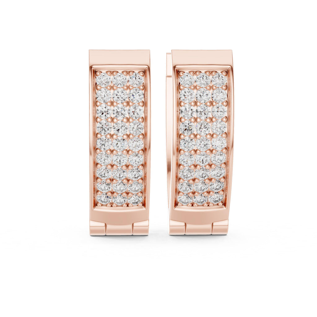 Moissanite Pavé Wide Huggie Hoop Earrings – 925 Sterling Silver, 18K Gold Vermeil