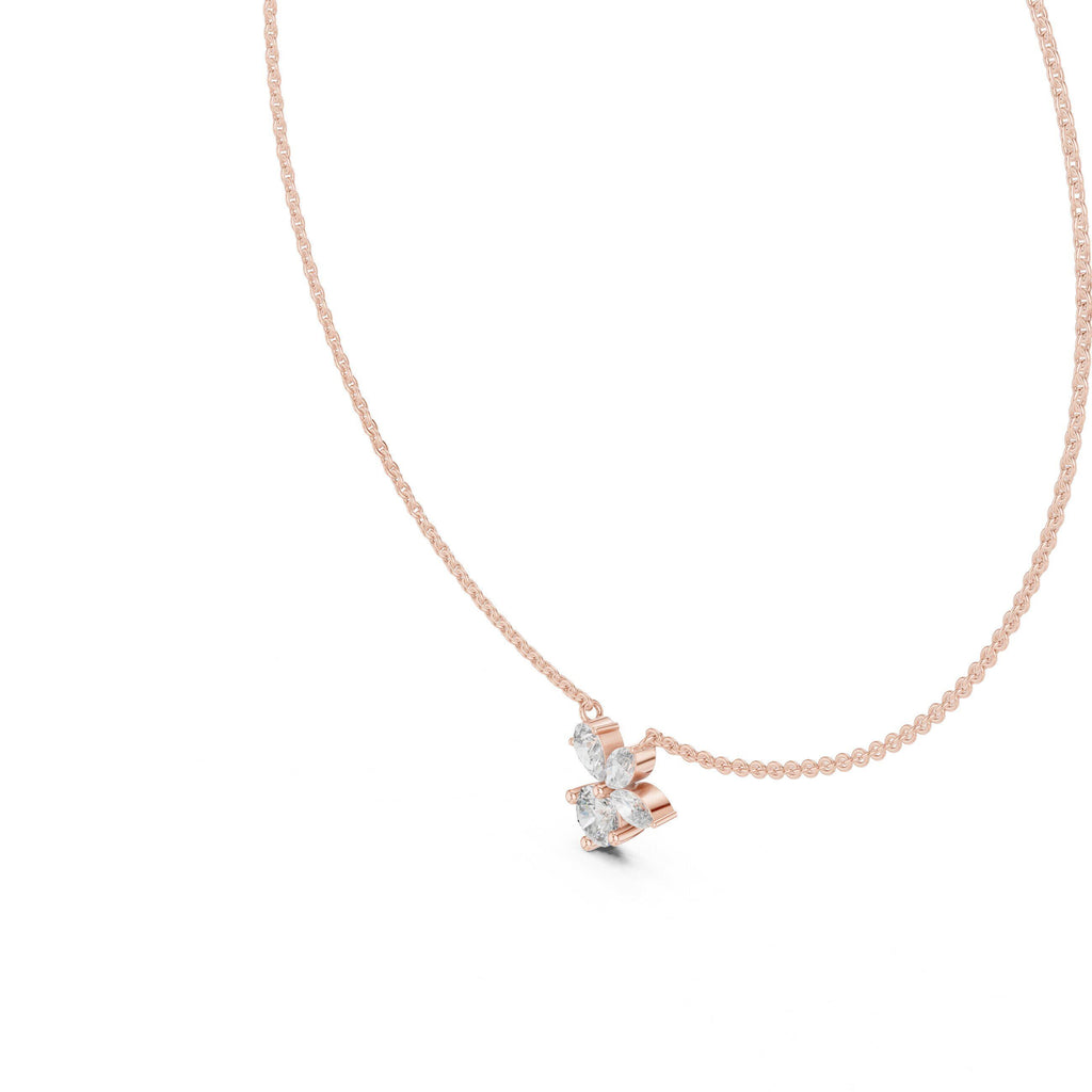 Pear, Marquise & Round Moissanite Cluster Pendant Necklace – 925 Sterling Silver, 18K Gold Vermeil